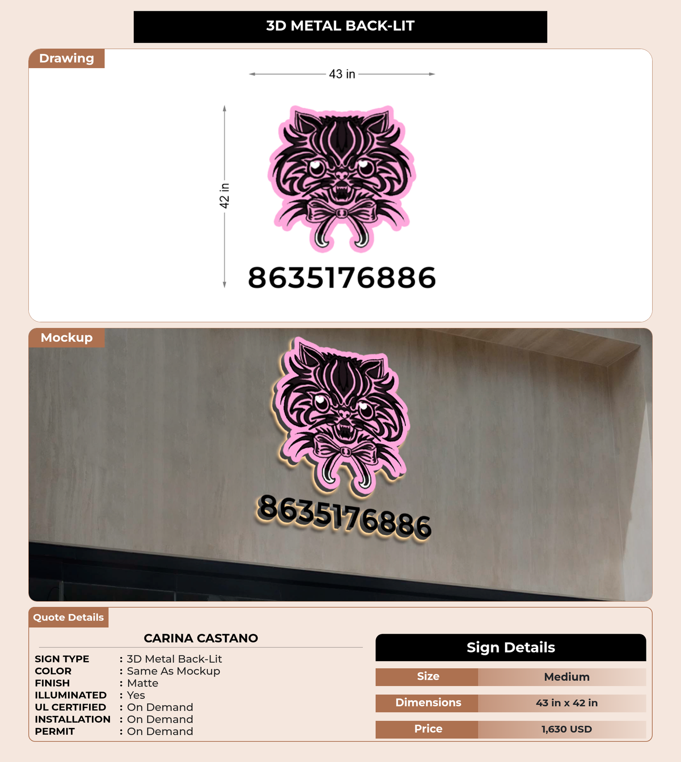 CUSTOM MOCKUP SIGN FOR Carina Castano