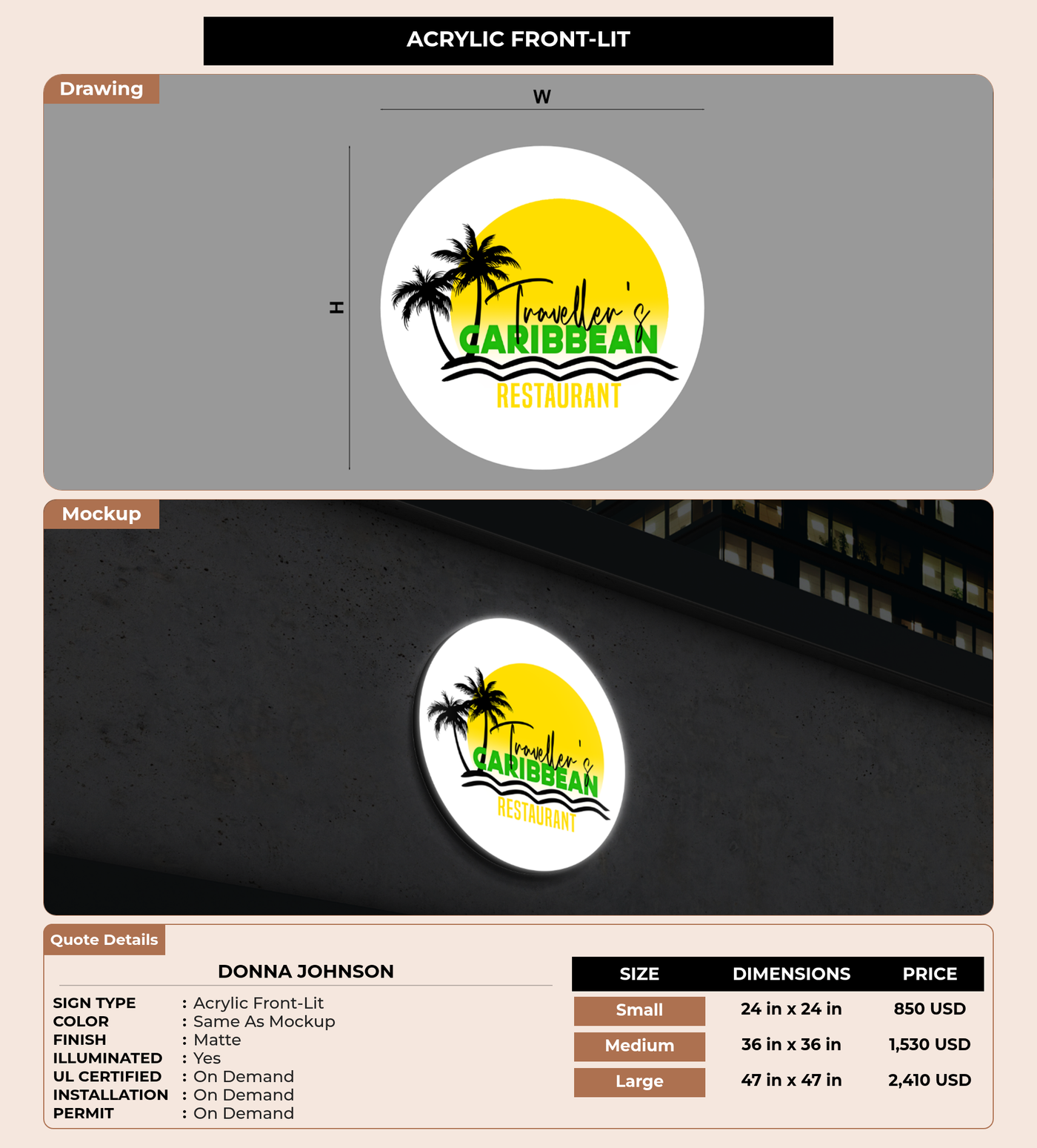 CUSTOM MOCKUP SIGN FOR Donna Johnson