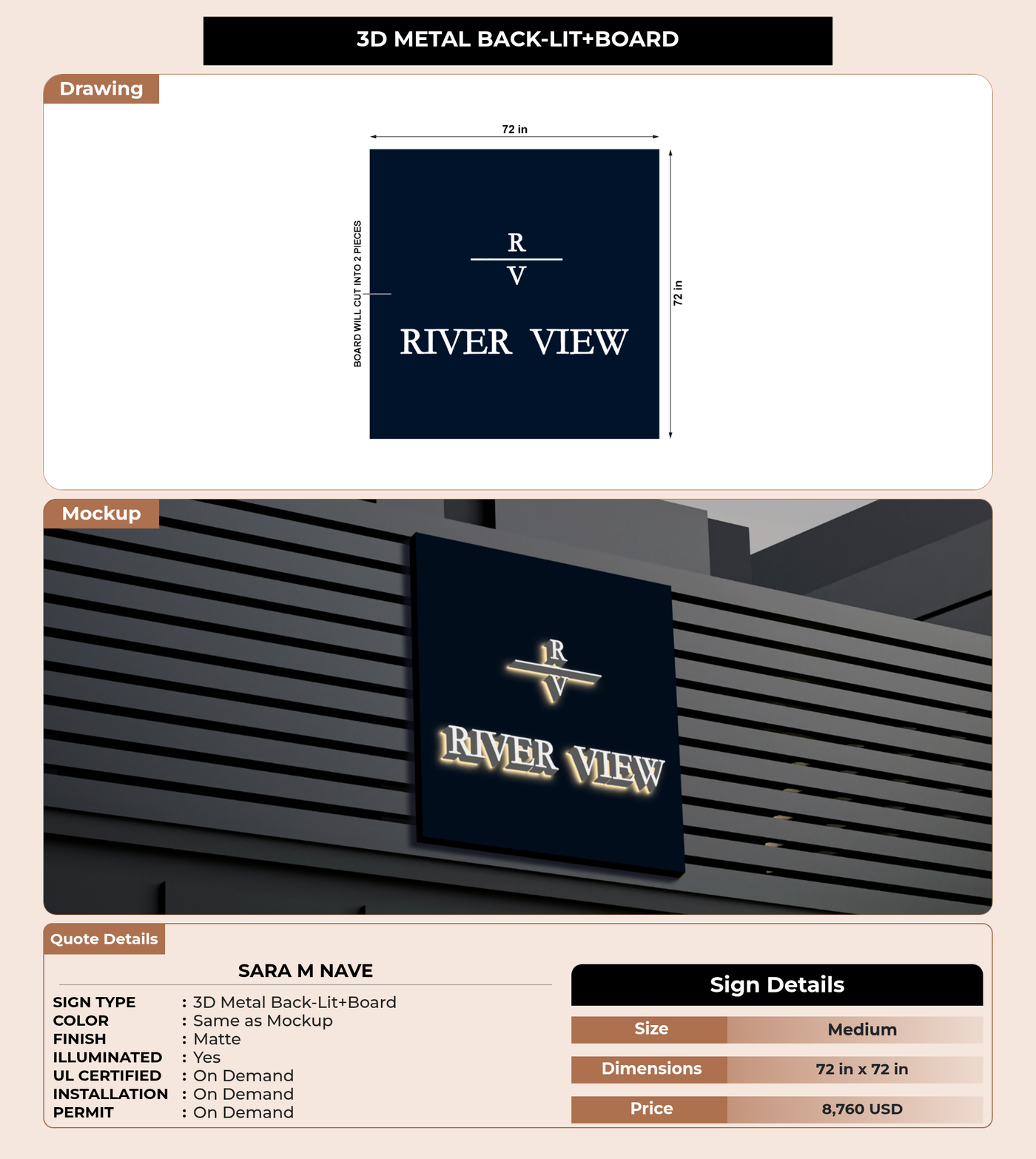 CUSTOM MOCKUP SIGN FOR Sara M Nave