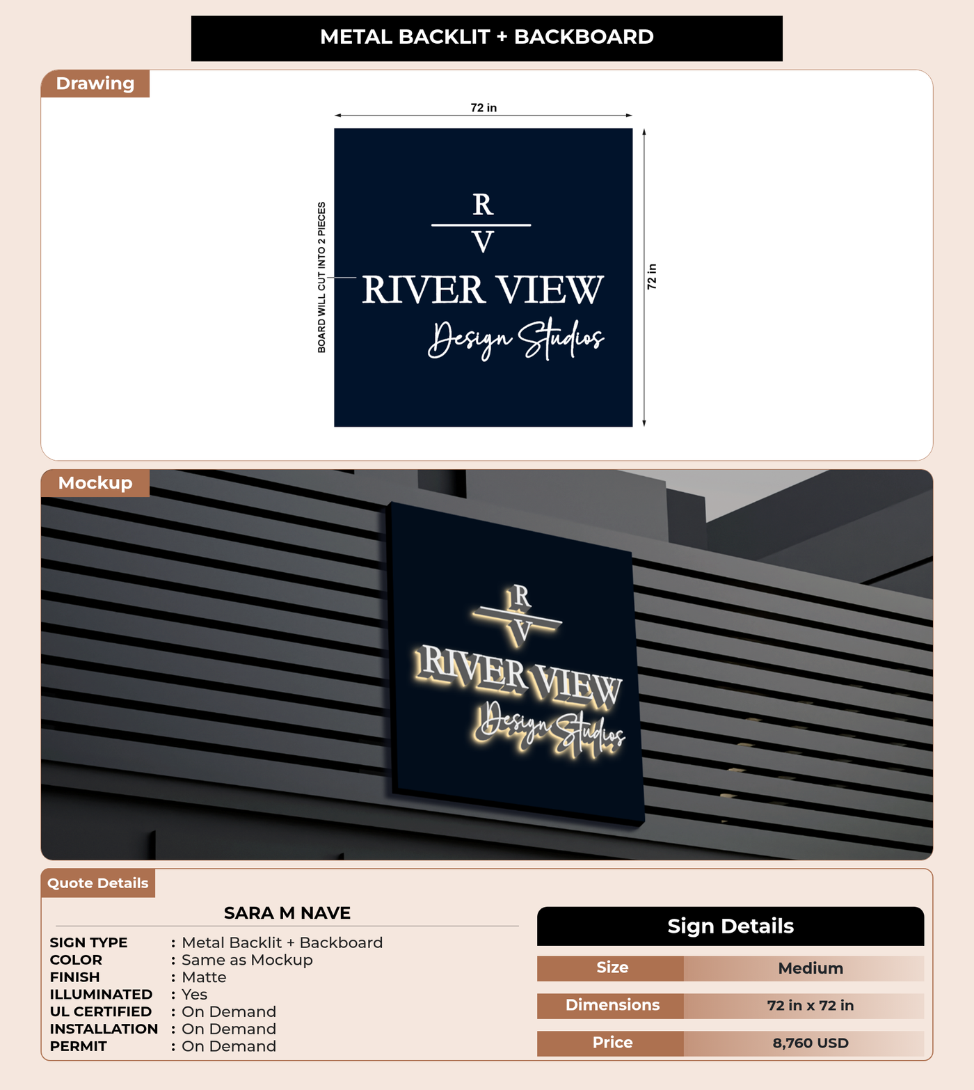 CUSTOM MOCKUP SIGN FOR Sara M Nave