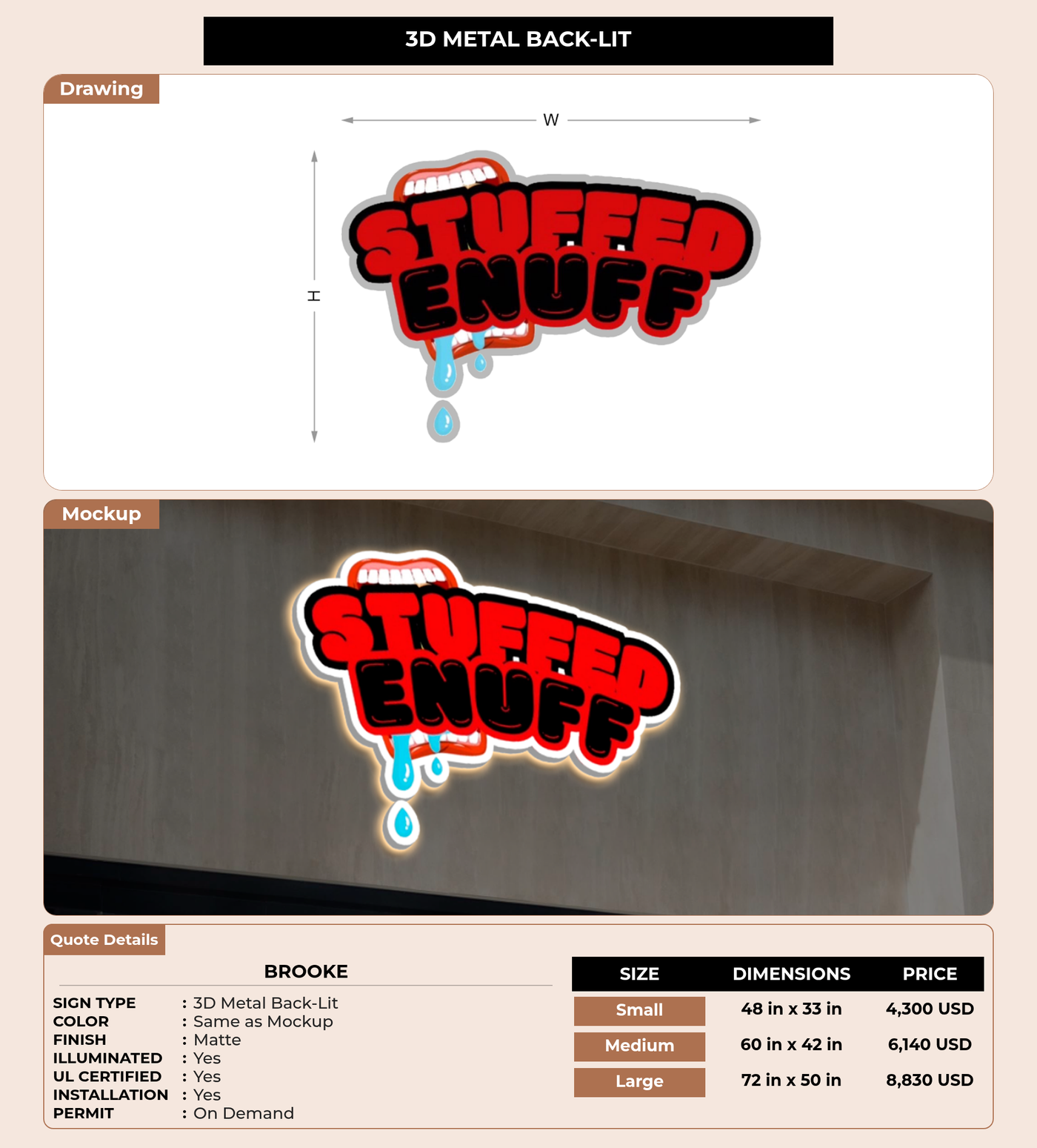 CUSTOM MOCKUP SIGN FOR Brooke