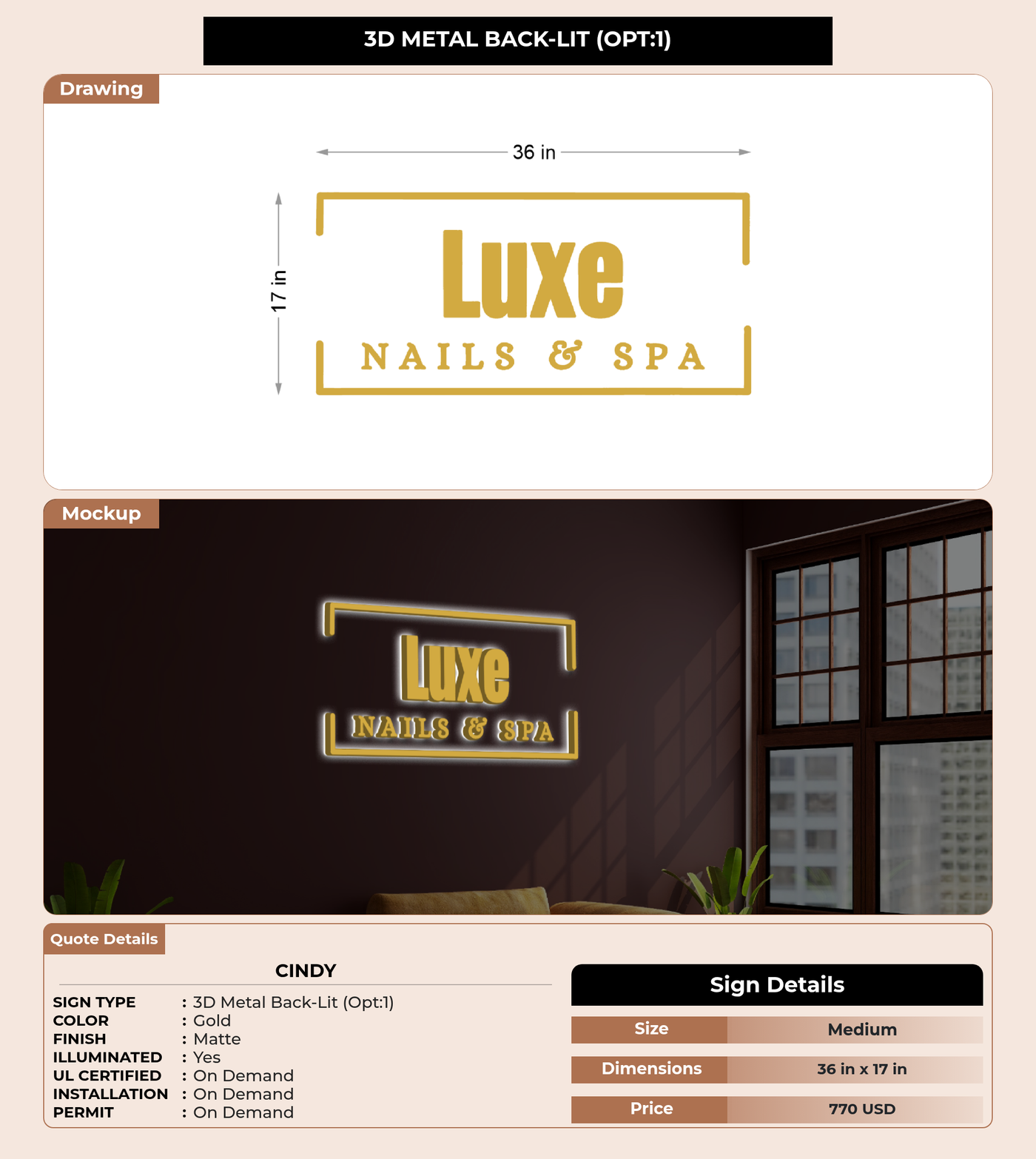 CUSTOM MOCKUP SIGN FOR Cindy