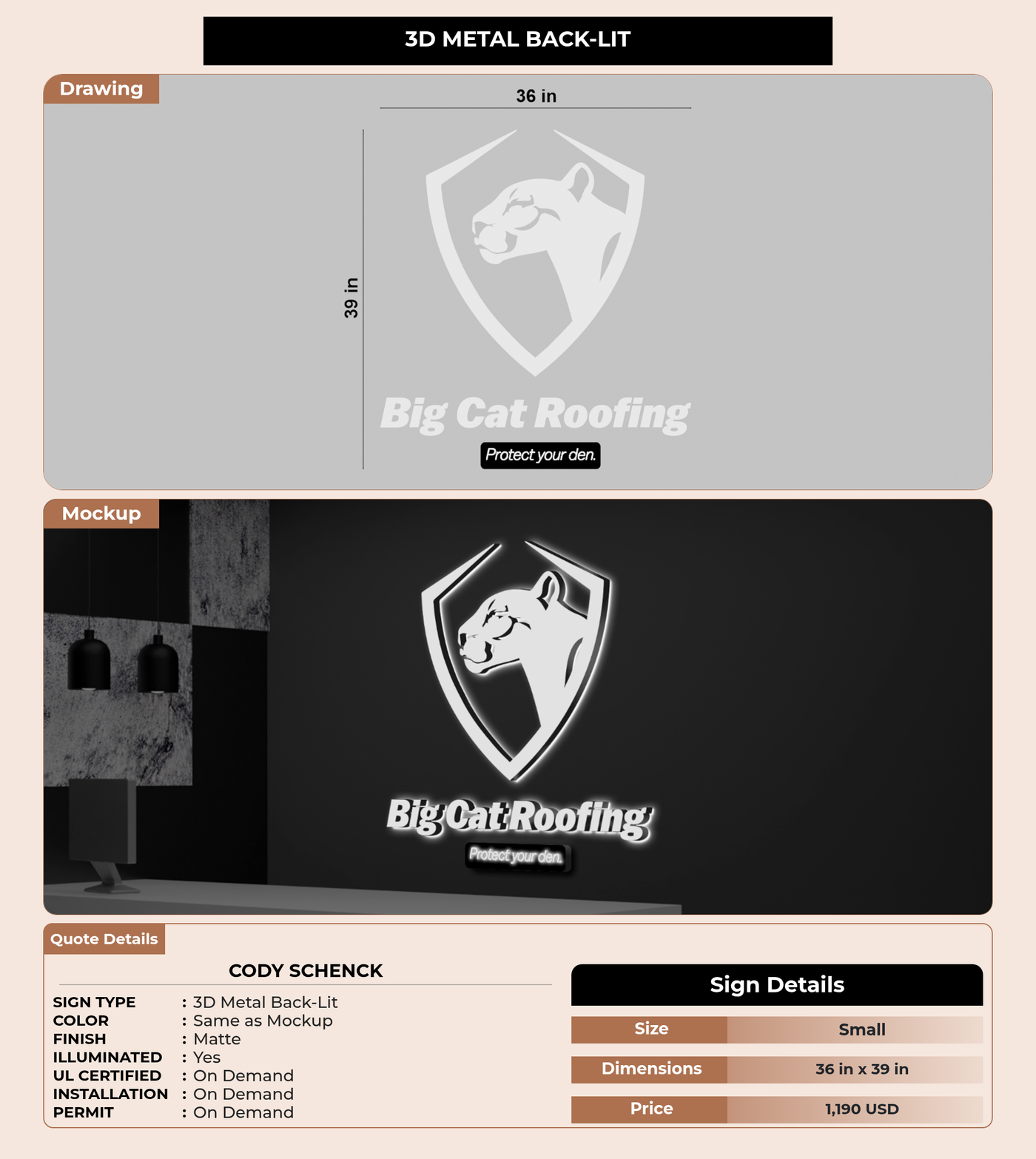 CUSTOM MOCKUP SIGN FOR Cody schenck