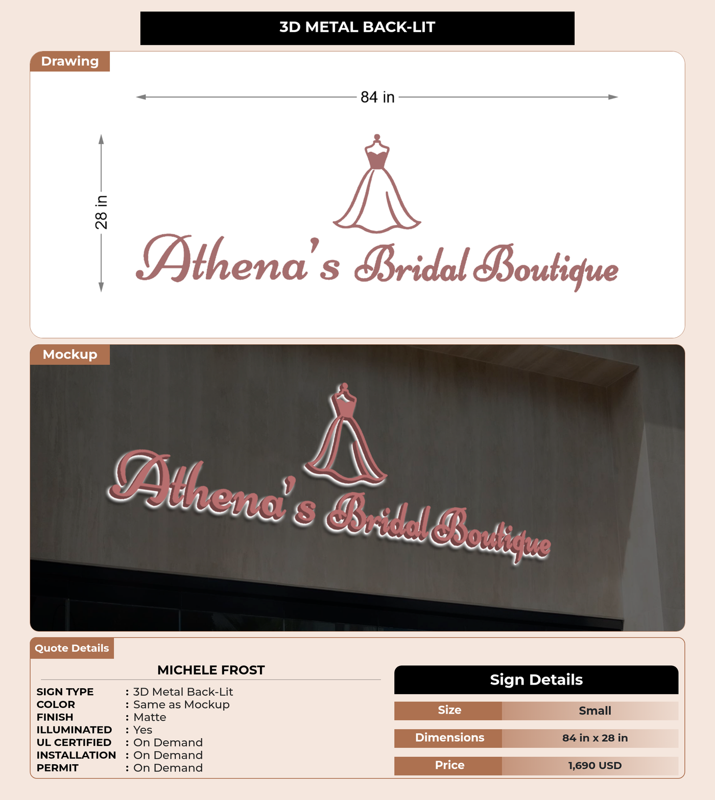 CUSTOM MOCKUP SIGN FOR Michele Frost