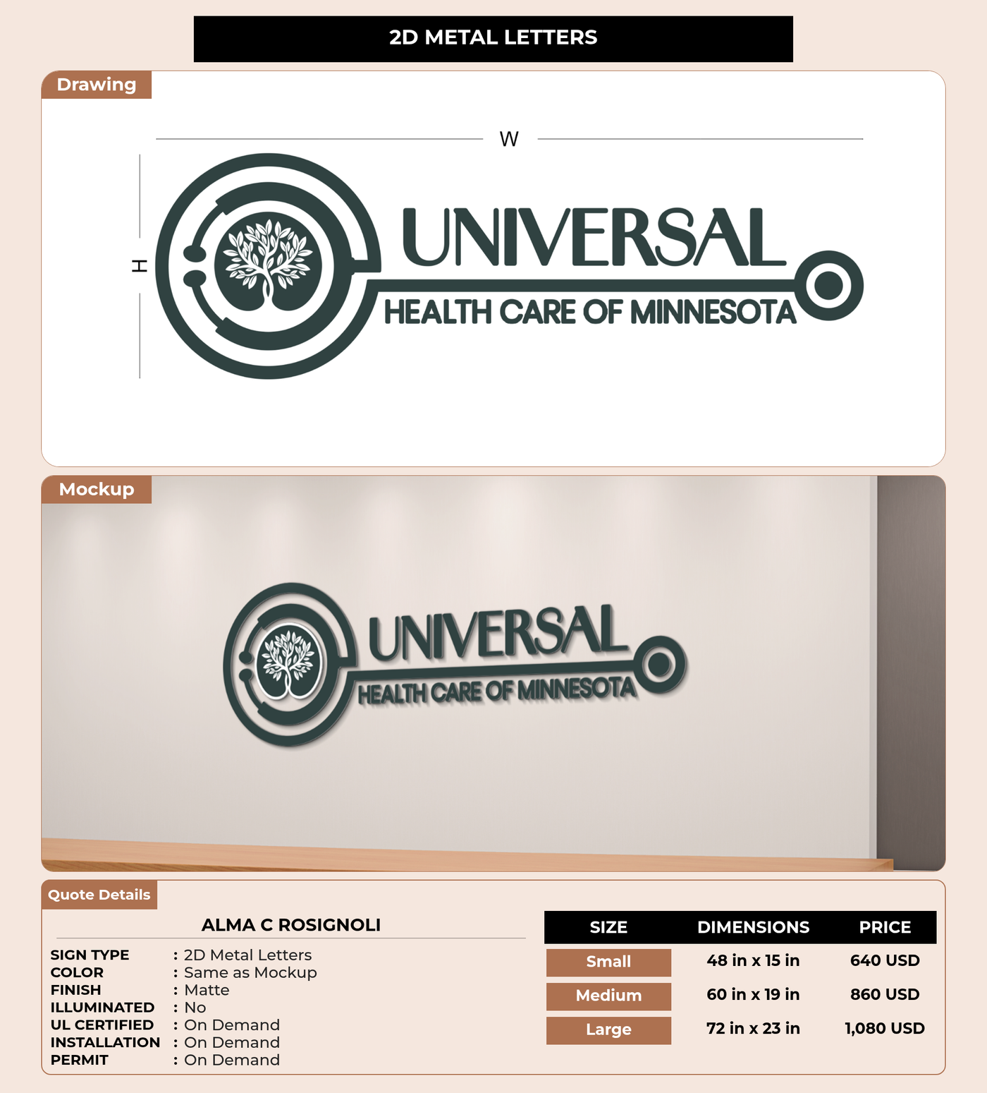 CUSTOM MOCKUP SIGN FOR Alma C Rosignoli