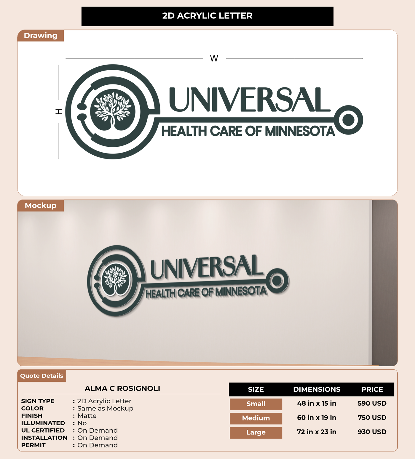 CUSTOM MOCKUP SIGN FOR Alma C Rosignoli