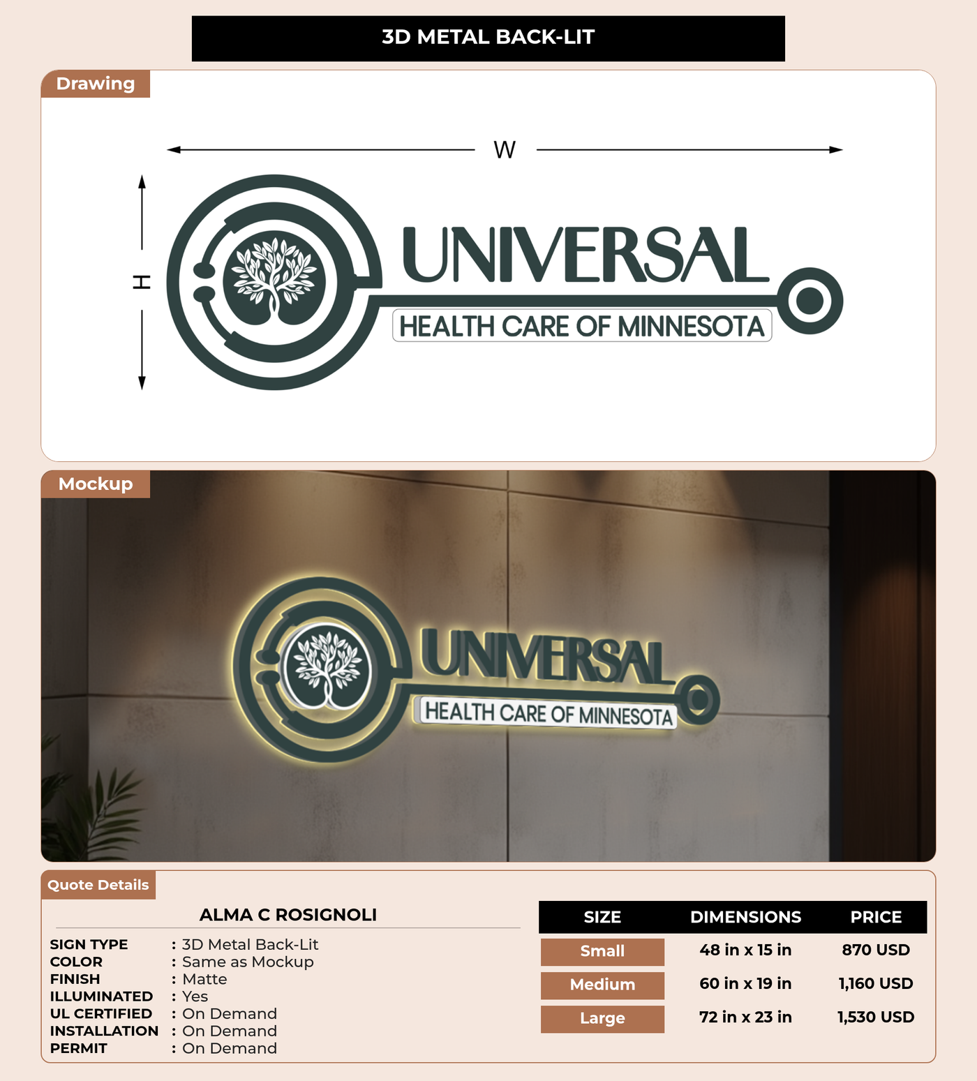 CUSTOM MOCKUP SIGN FOR Alma C Rosignoli