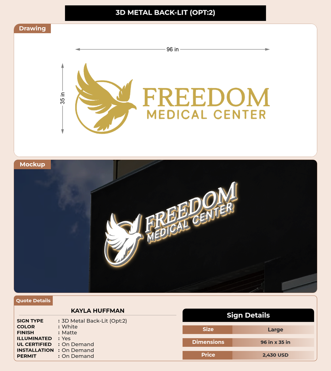 CUSTOM MOCKUP SIGN FOR Kayla Huffman