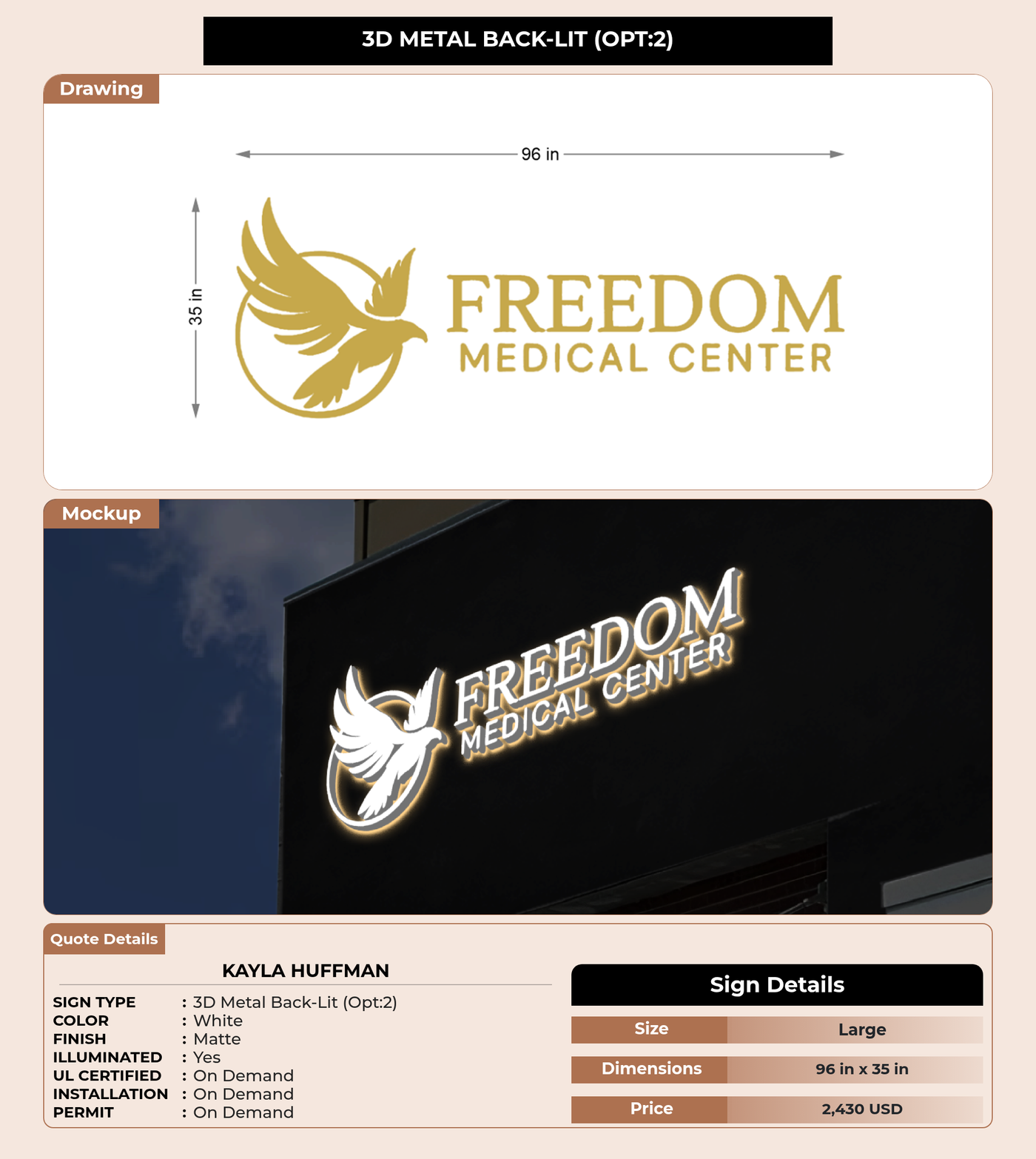 CUSTOM MOCKUP SIGN FOR Kayla Huffman