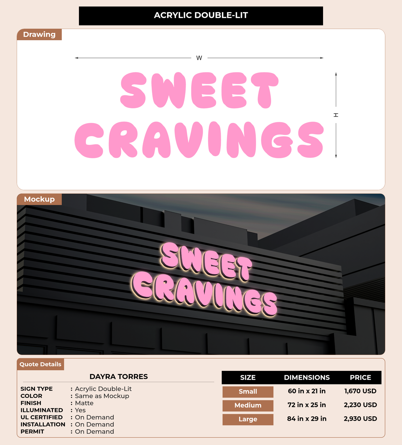CUSTOM MOCKUP SIGN FOR Dayra Torres