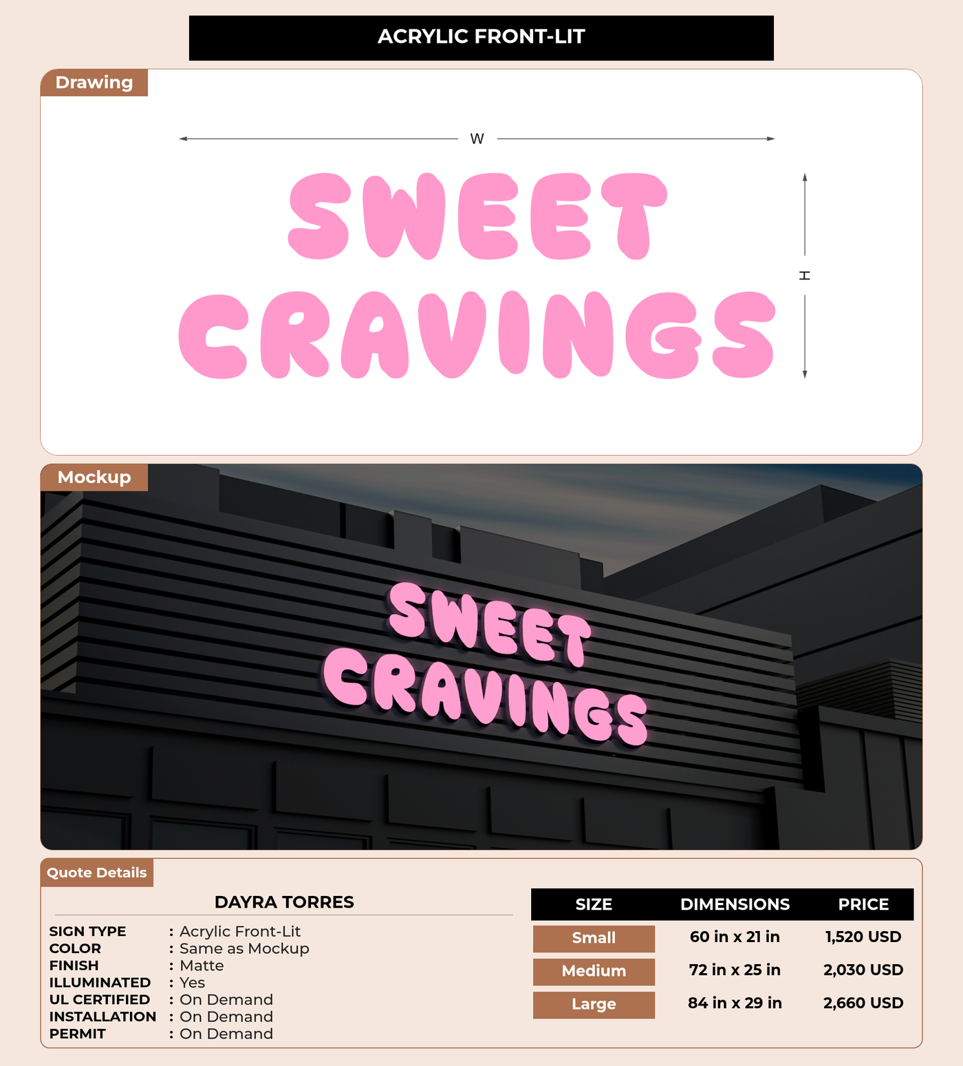 CUSTOM MOCKUP SIGN FOR Dayra Torres