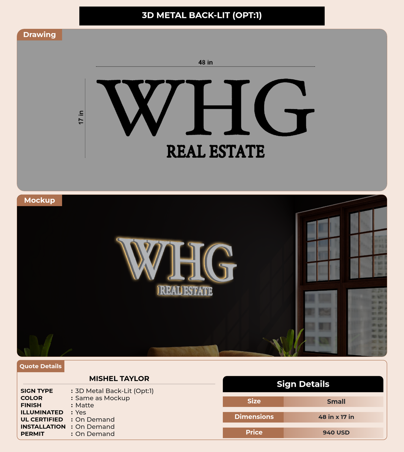 CUSTOM MOCKUP SIGN FOR Mishel Taylor