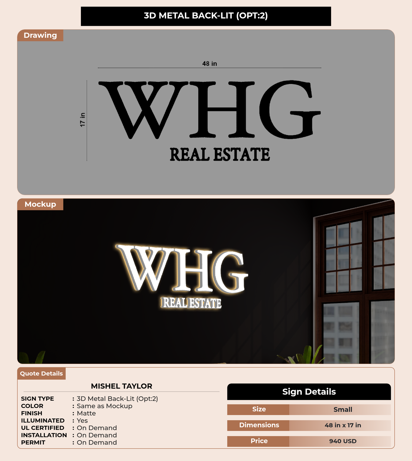 CUSTOM MOCKUP SIGN FOR Mishel Taylor