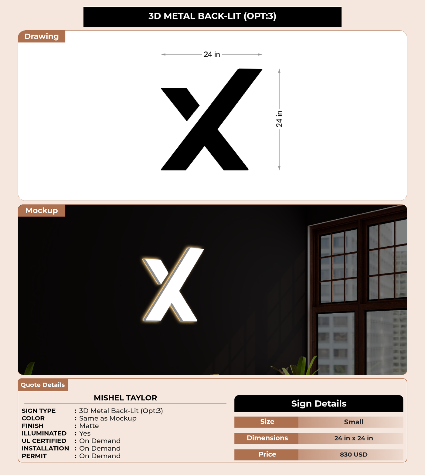 CUSTOM MOCKUP SIGN FOR Mishel Taylor
