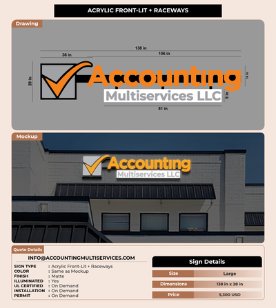 CUSTOM MOCKUP SIGN FOR Info@accountingmultiservices.com