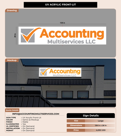 CUSTOM MOCKUP SIGN FOR Info@accountingmultiservices.com