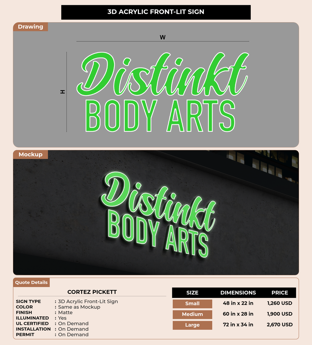CUSTOM MOCKUP SIGN FOR Cortez Pickett