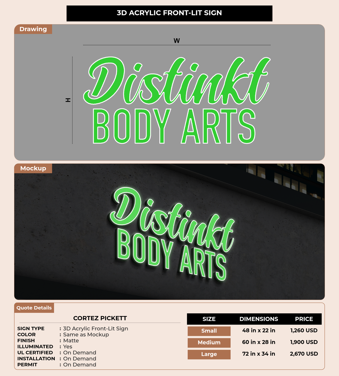 CUSTOM MOCKUP SIGN FOR Cortez Pickett