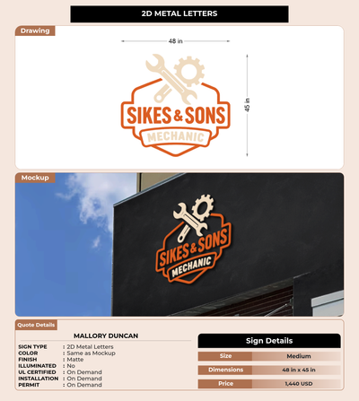 CUSTOM MOCKUP SIGN FOR Mallory Duncan