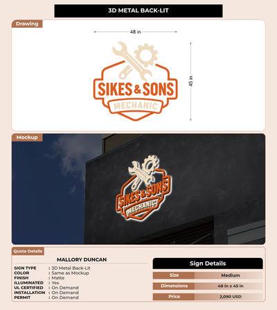 CUSTOM MOCKUP SIGN FOR Mallory Duncan
