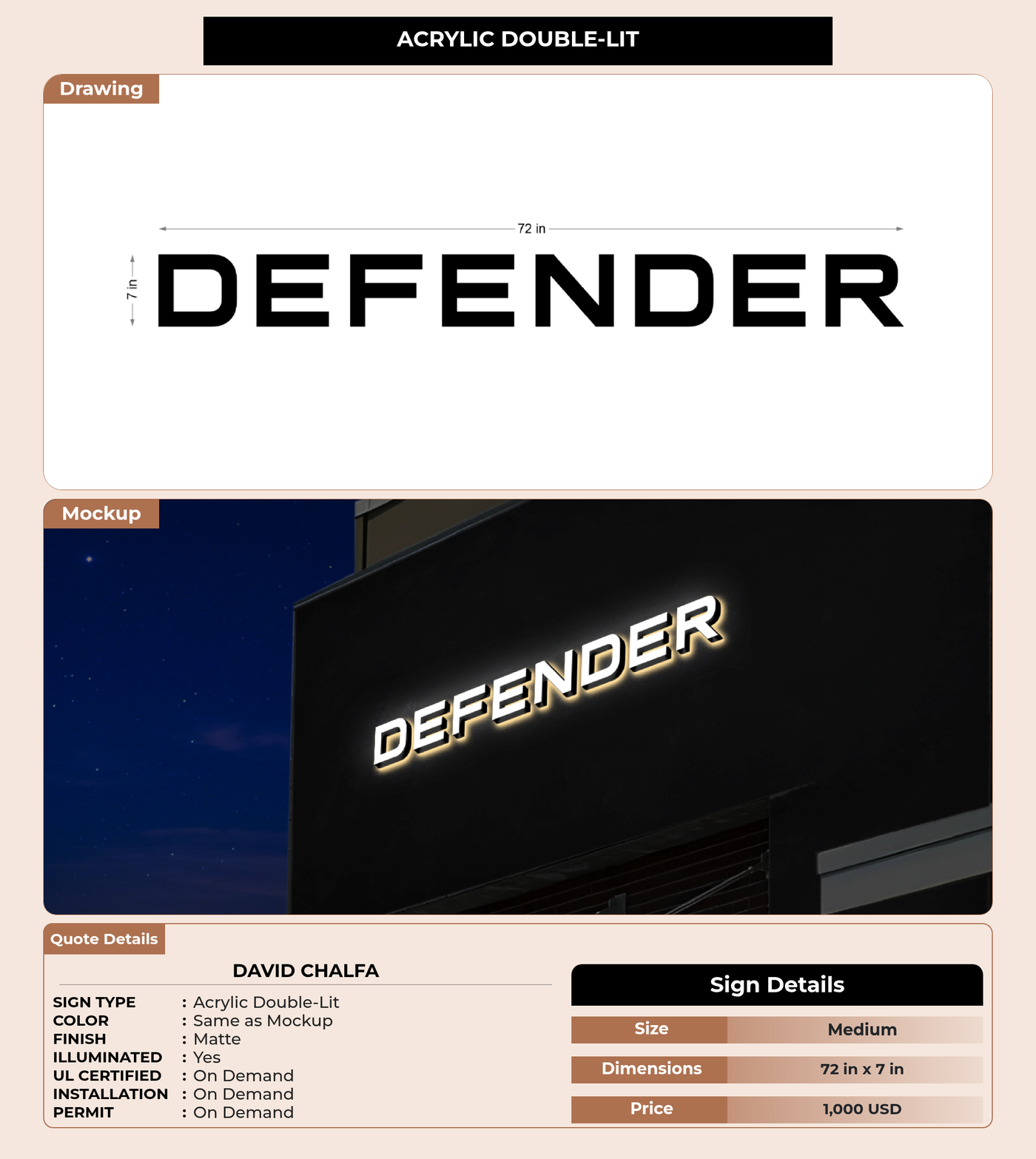 CUSTOM MOCKUP SIGN FOR David Chalfa