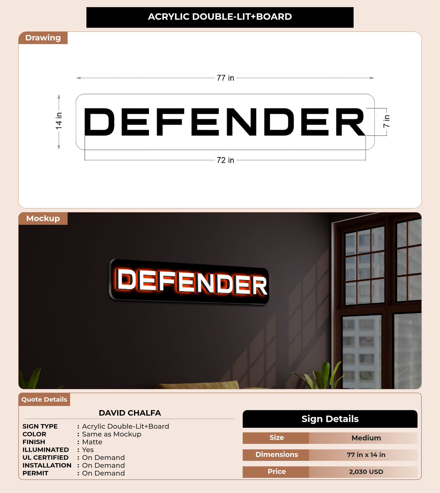 CUSTOM MOCKUP SIGN FOR David Chalfa