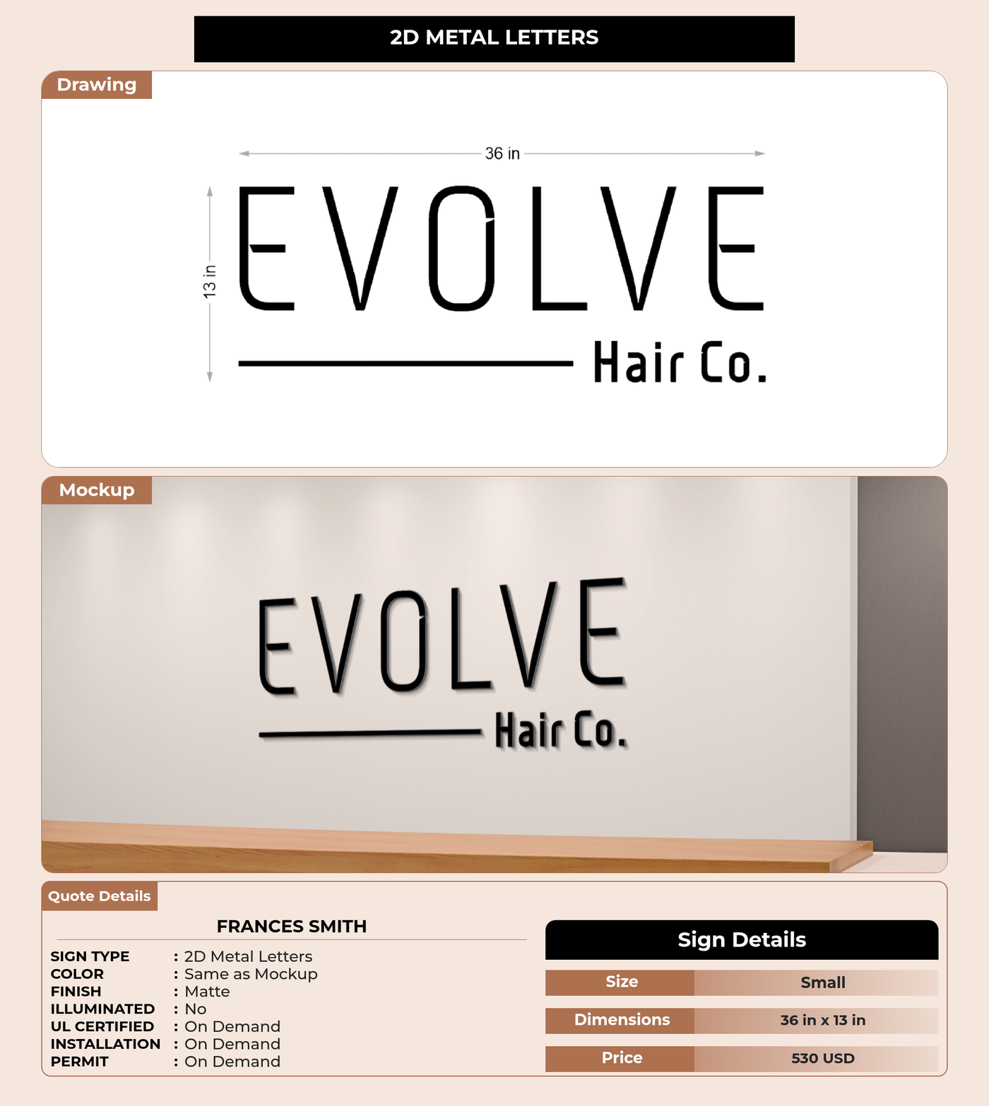 CUSTOM MOCKUP SIGN FOR Frances Smith