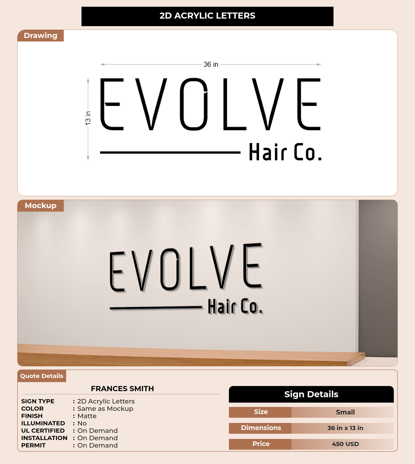 CUSTOM MOCKUP SIGN FOR Frances Smith