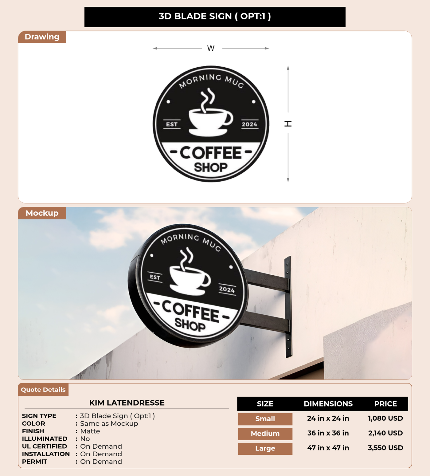 CUSTOM MOCKUP SIGN FOR Kim LaTendresse