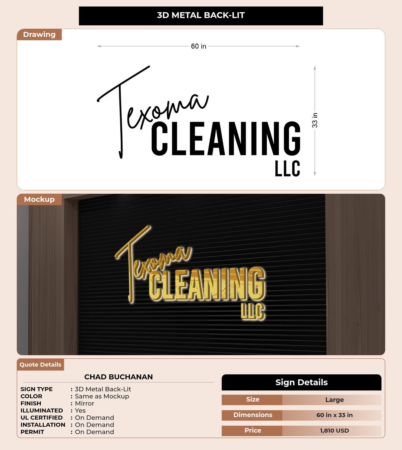 CUSTOM MOCKUP SIGN FOR Chad Buchanan