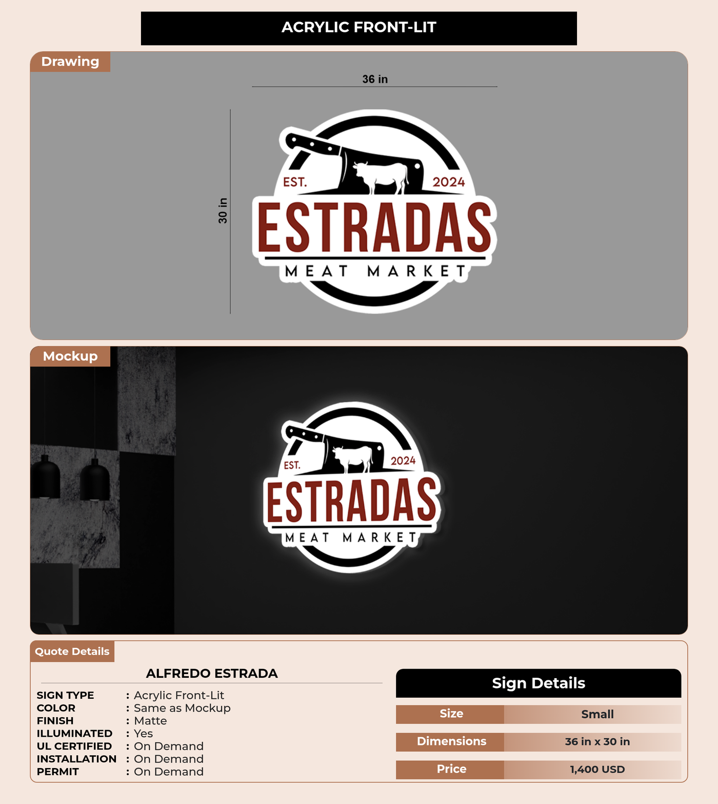 CUSTOM MOCKUP SIGN FOR Alfredo estrada