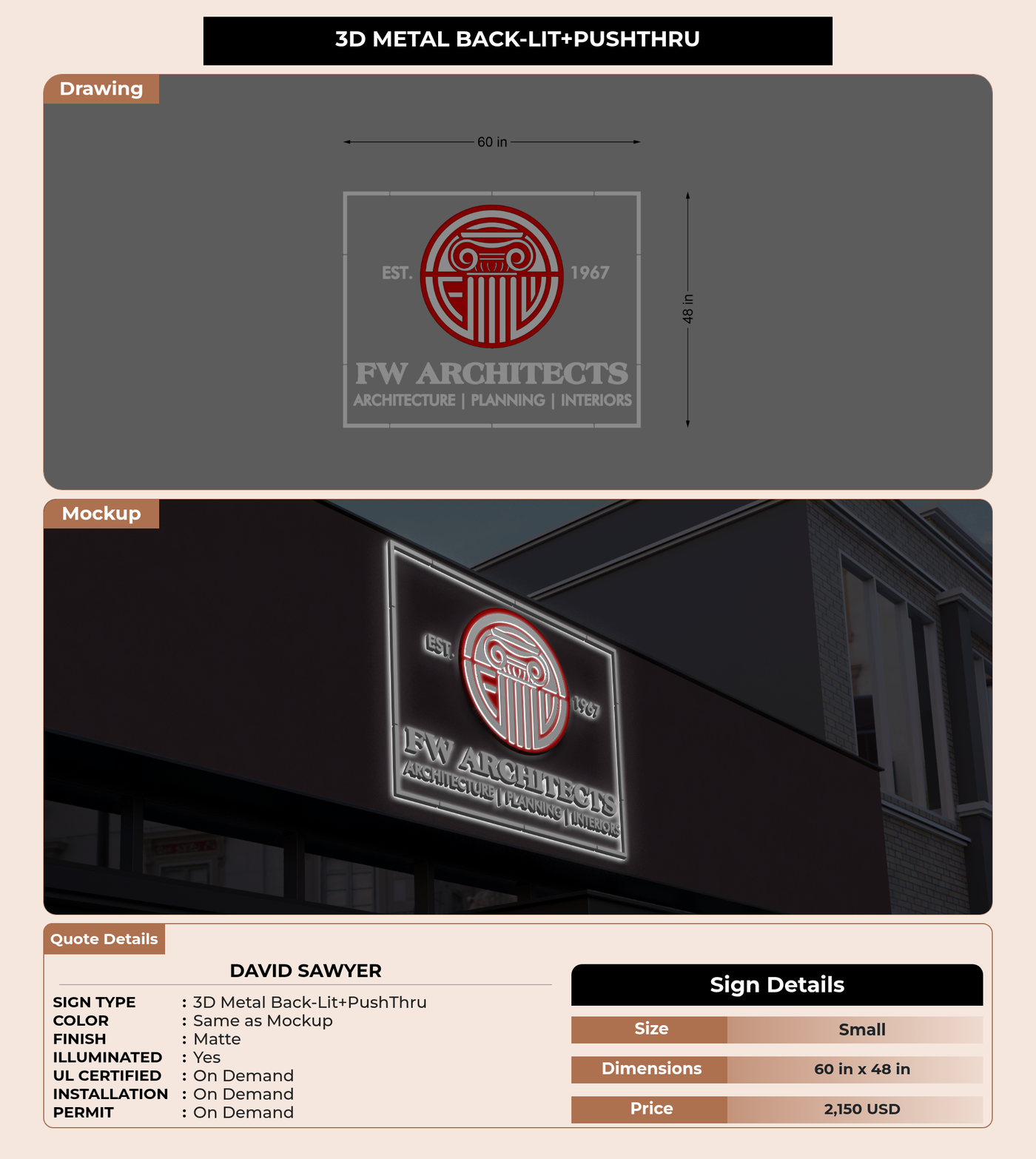CUSTOM MOCKUP SIGN FOR David Sawyer