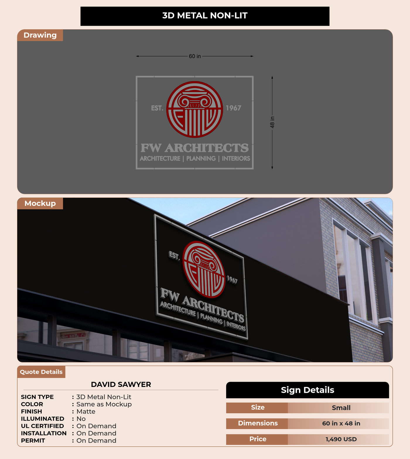 CUSTOM MOCKUP SIGN FOR David Sawyer