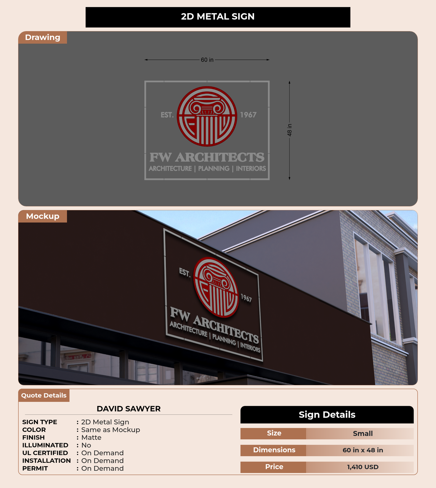 CUSTOM MOCKUP SIGN FOR David Sawyer