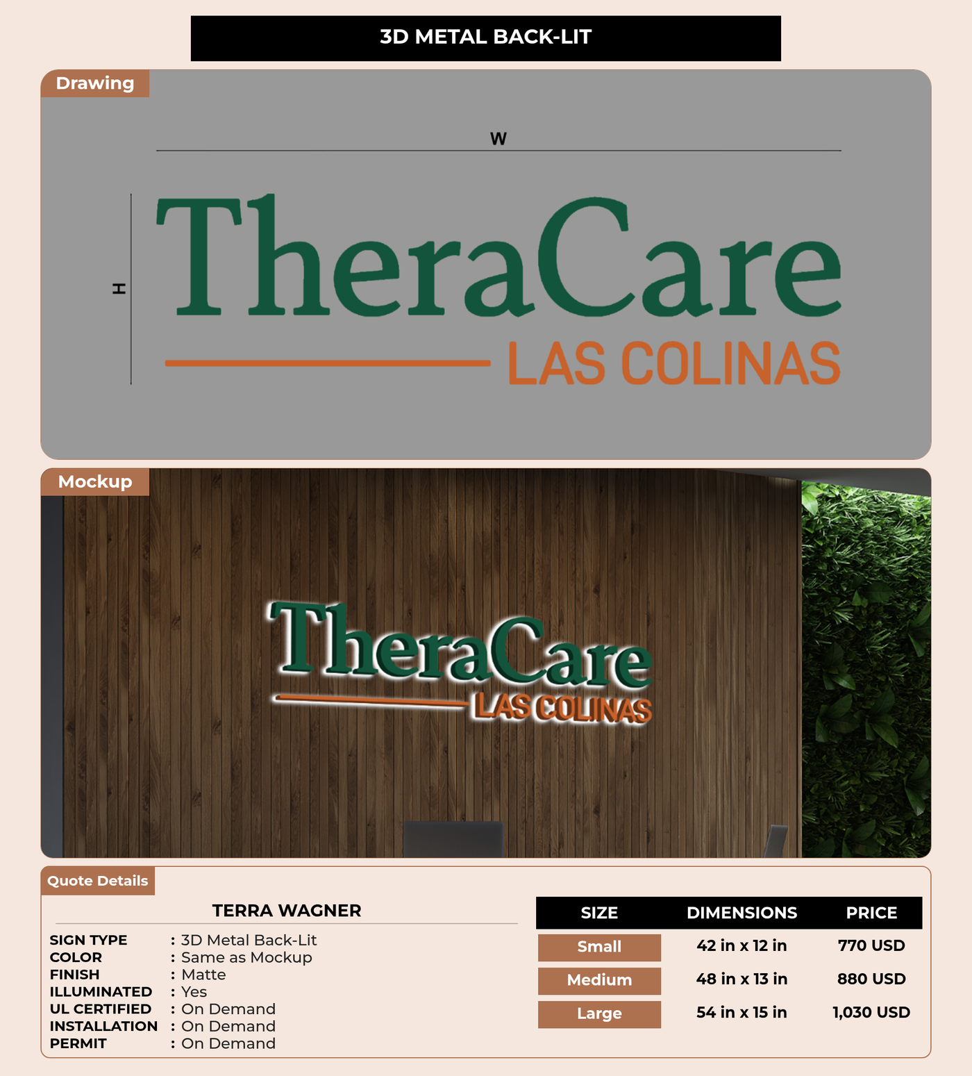 CUSTOM MOCKUP SIGN FOR Terra Wagner
