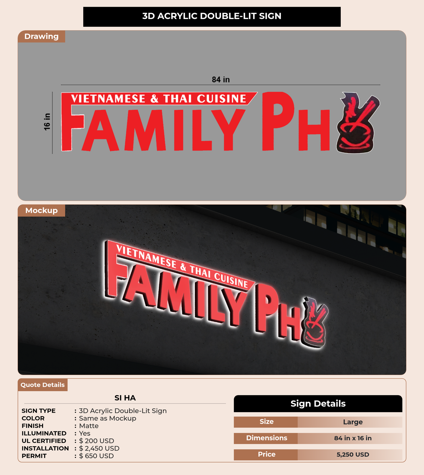 CUSTOM MOCKUP SIGN FOR Si Ha