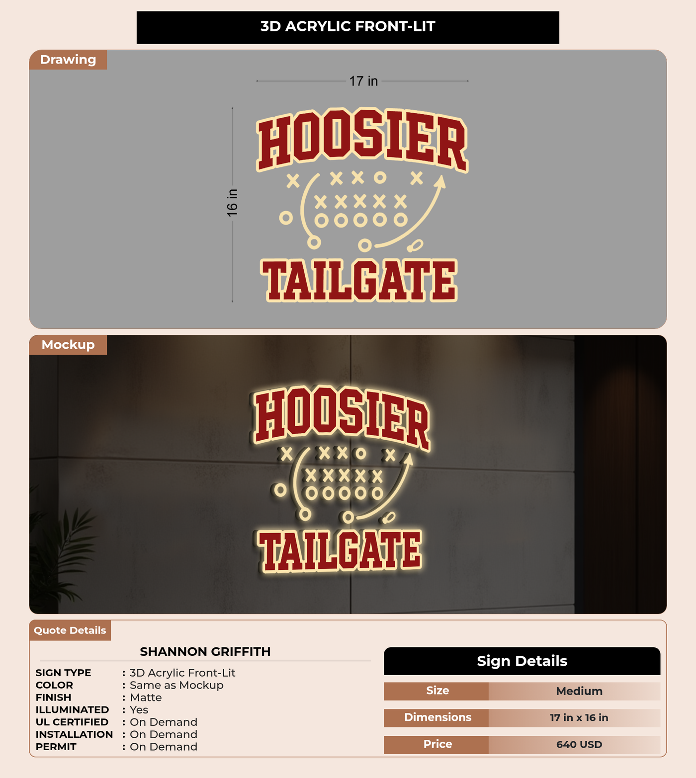 CUSTOM MOCKUP SIGN FOR Shannon Griffith