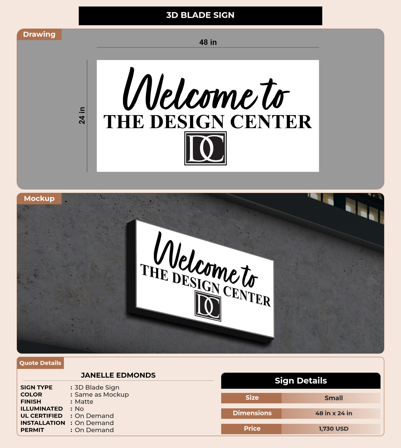 CUSTOM MOCKUP SIGN FOR Janelle Edmonds