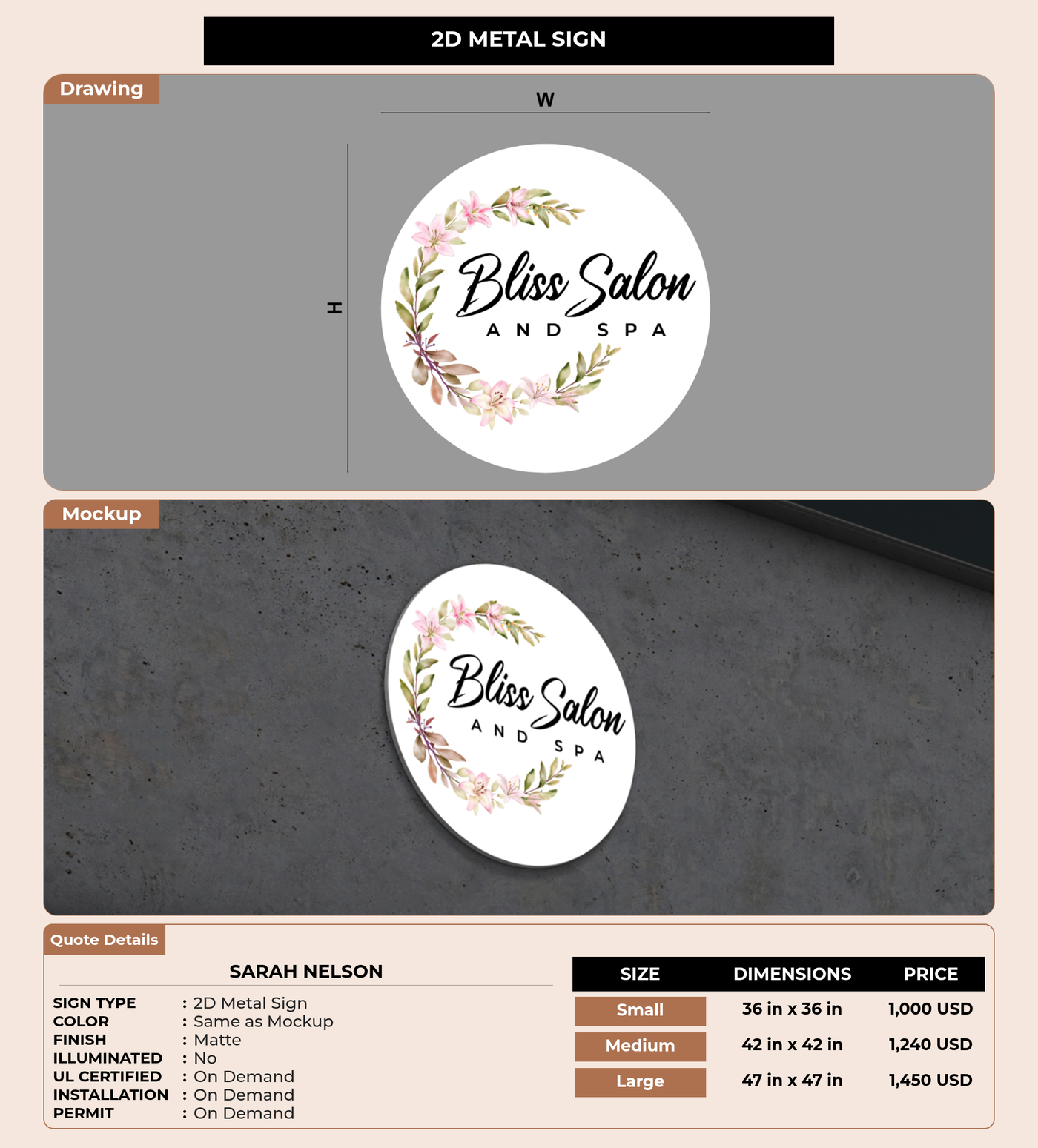 CUSTOM MOCKUP SIGN FOR Sarah Nelson