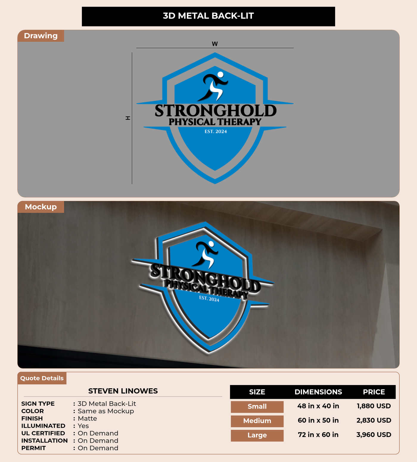 CUSTOM MOCKUP SIGN FOR steven Linowes