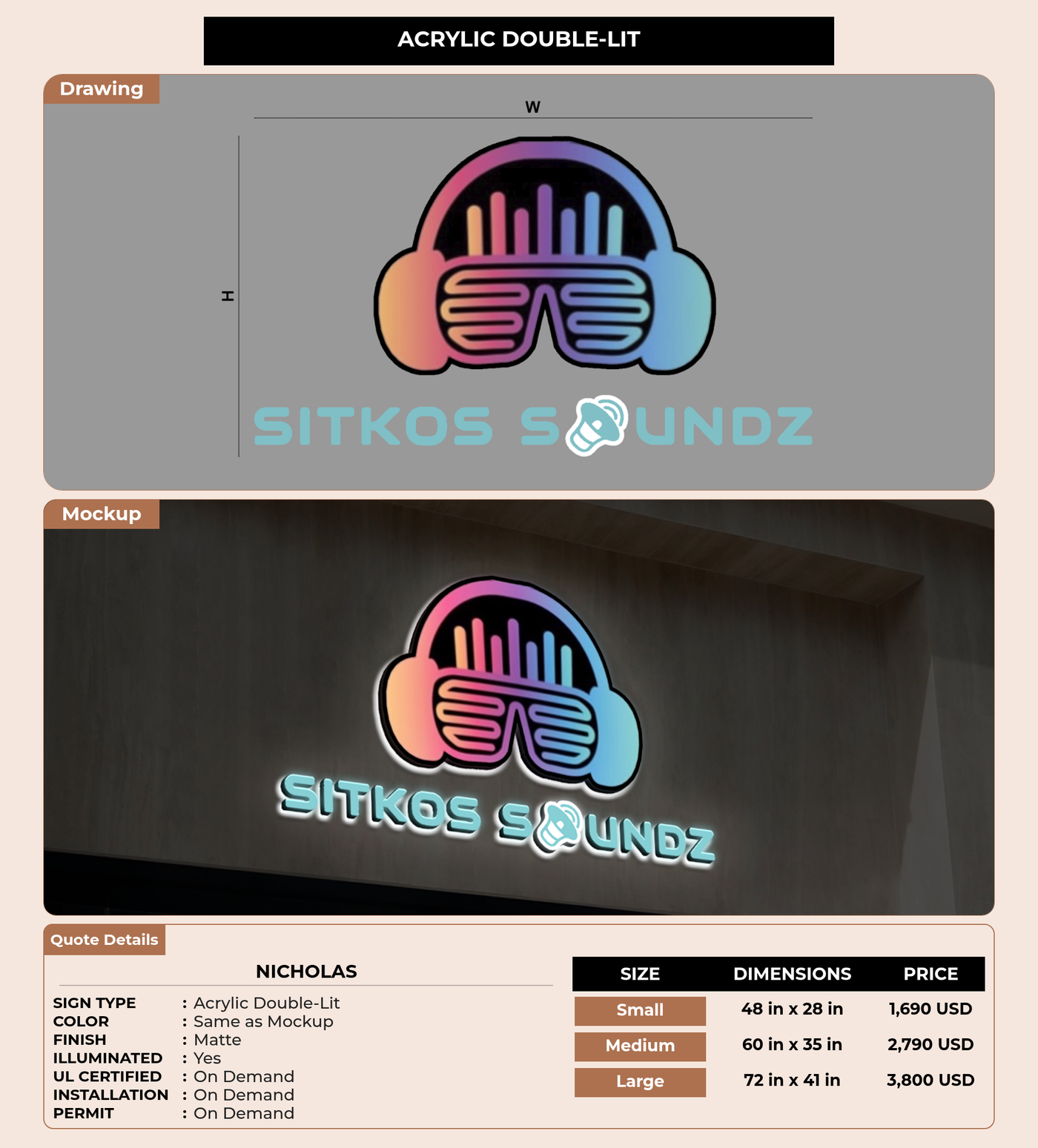 CUSTOM MOCKUP SIGN FOR Nicholas