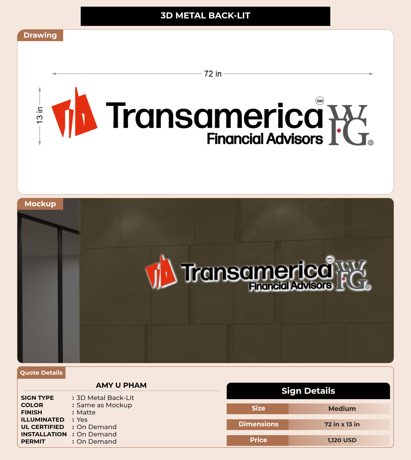 CUSTOM MOCKUP SIGN FOR Amy U Pham