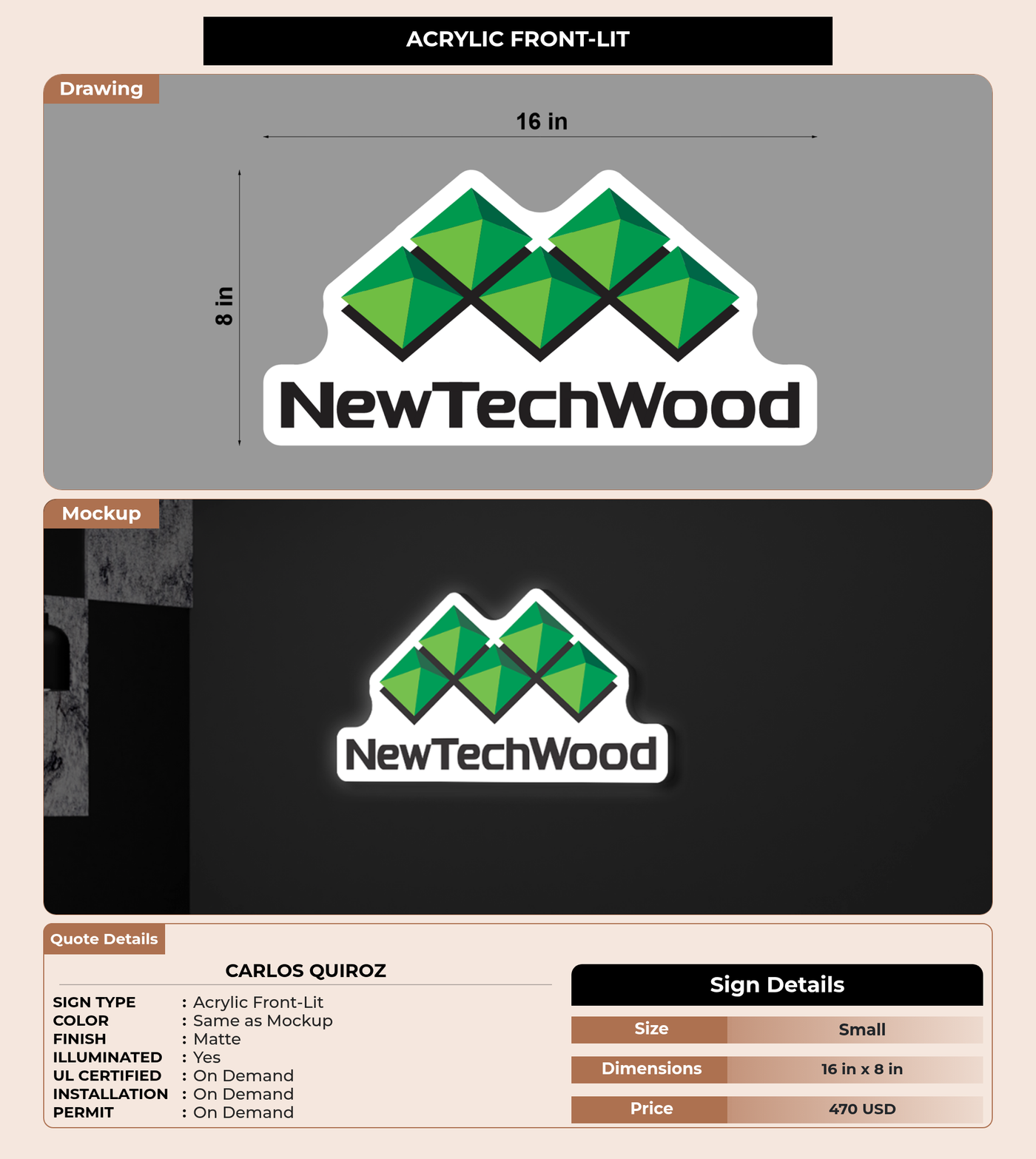 CUSTOM MOCKUP SIGN FOR CARLOS QUIROZ