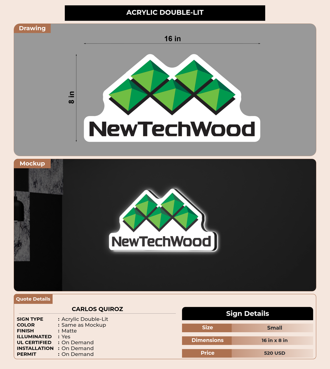CUSTOM MOCKUP SIGN FOR CARLOS QUIROZ