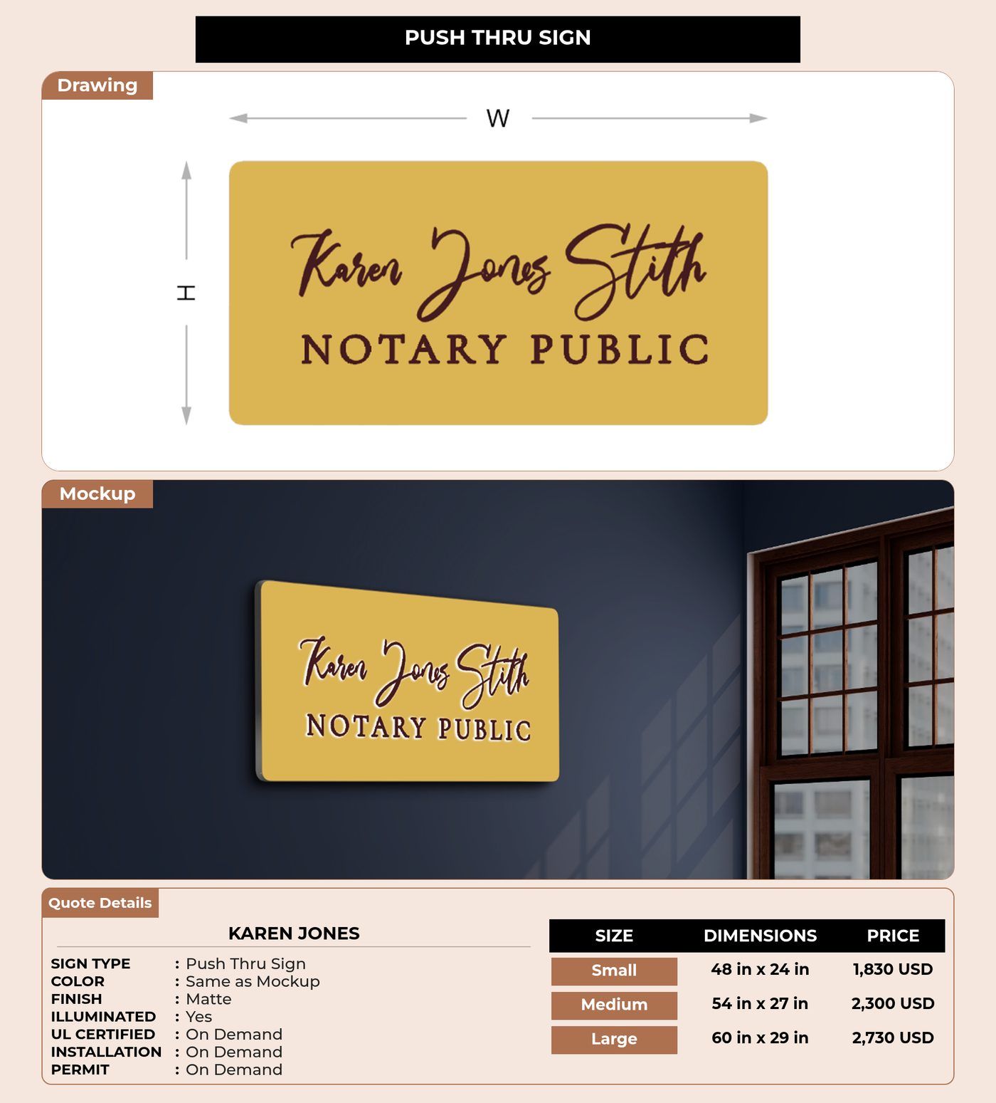 CUSTOM MOCKUP SIGN FOR Karen Jones