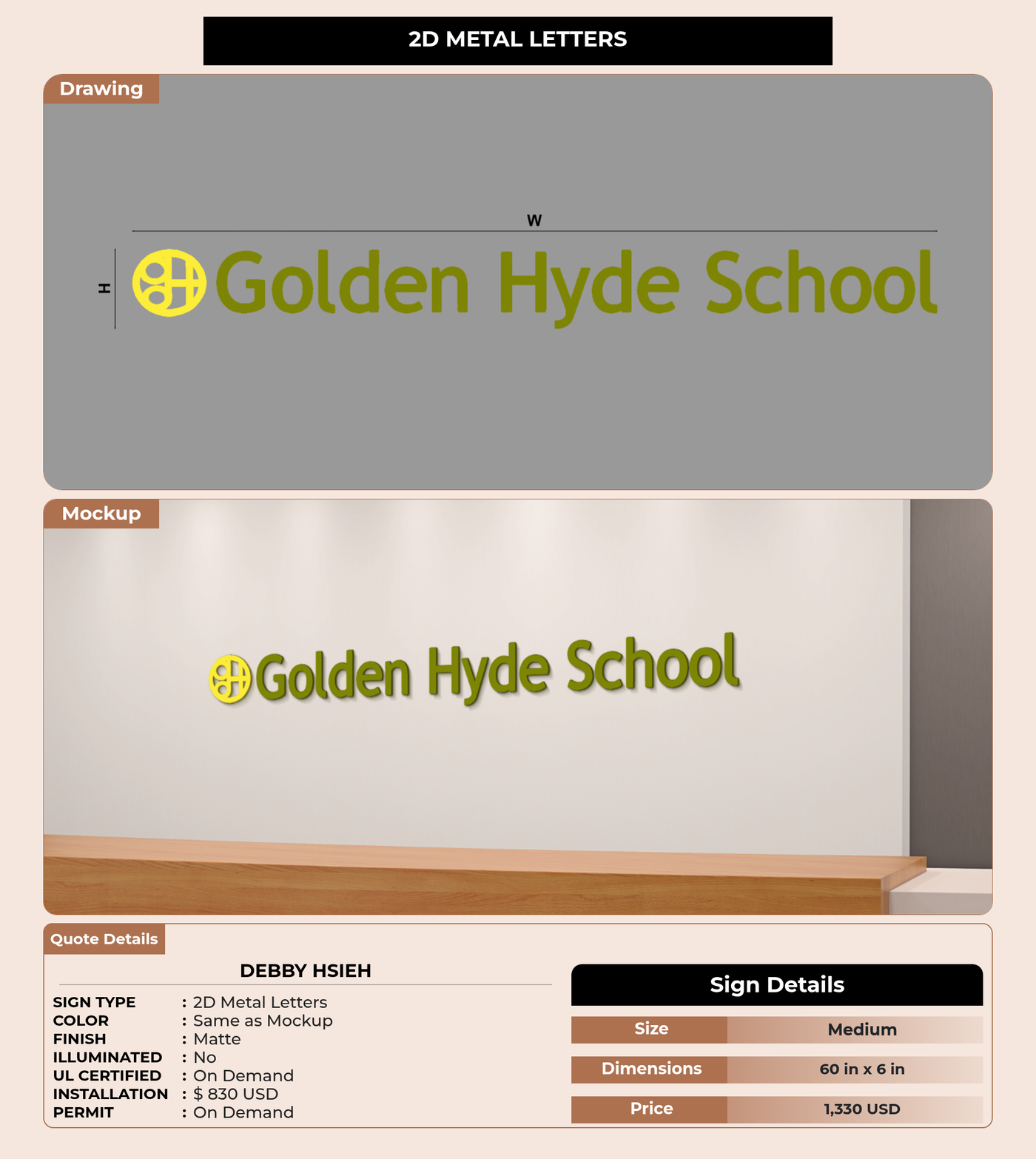 CUSTOM MOCKUP SIGN FOR Debby Hsieh