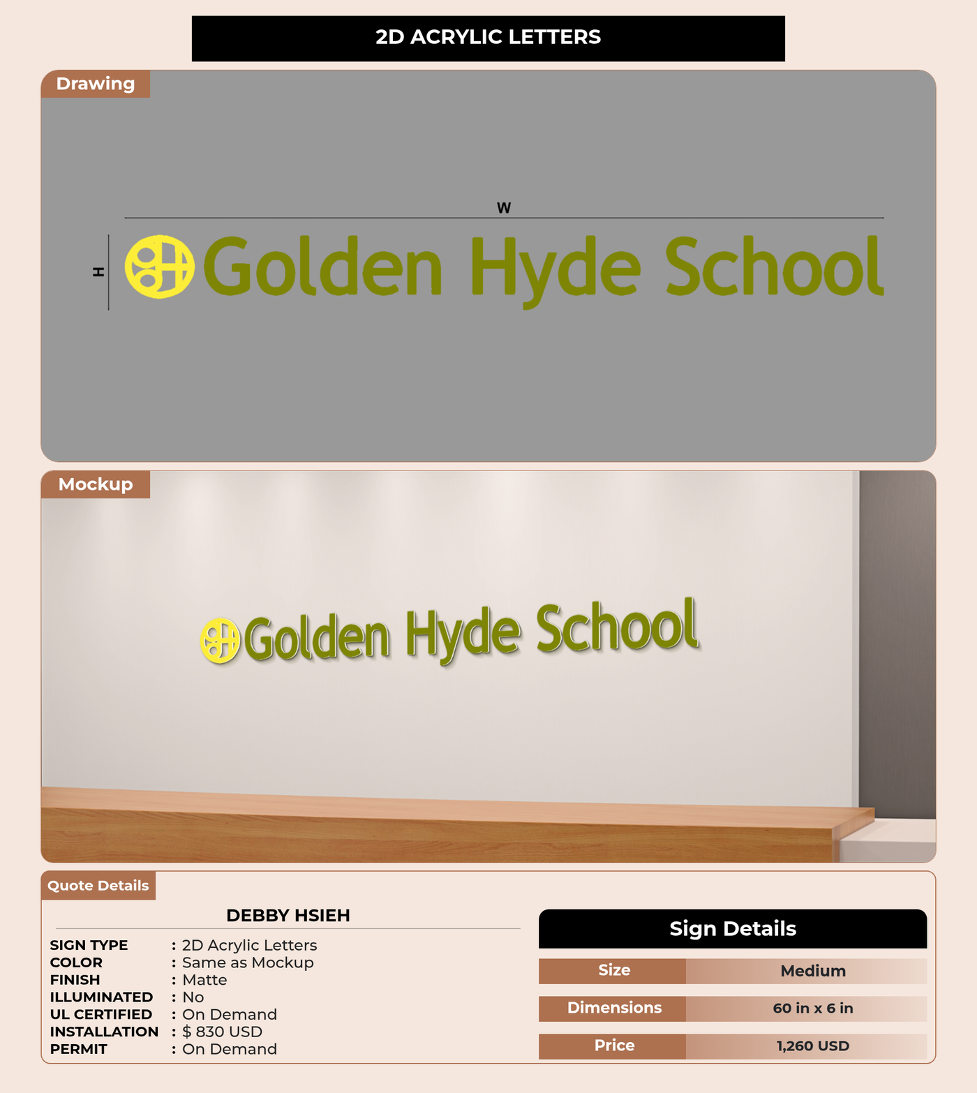 CUSTOM MOCKUP SIGN FOR Debby Hsieh