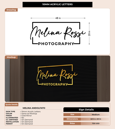 CUSTOM MOCKUP SIGN FOR Melina Andolfato
