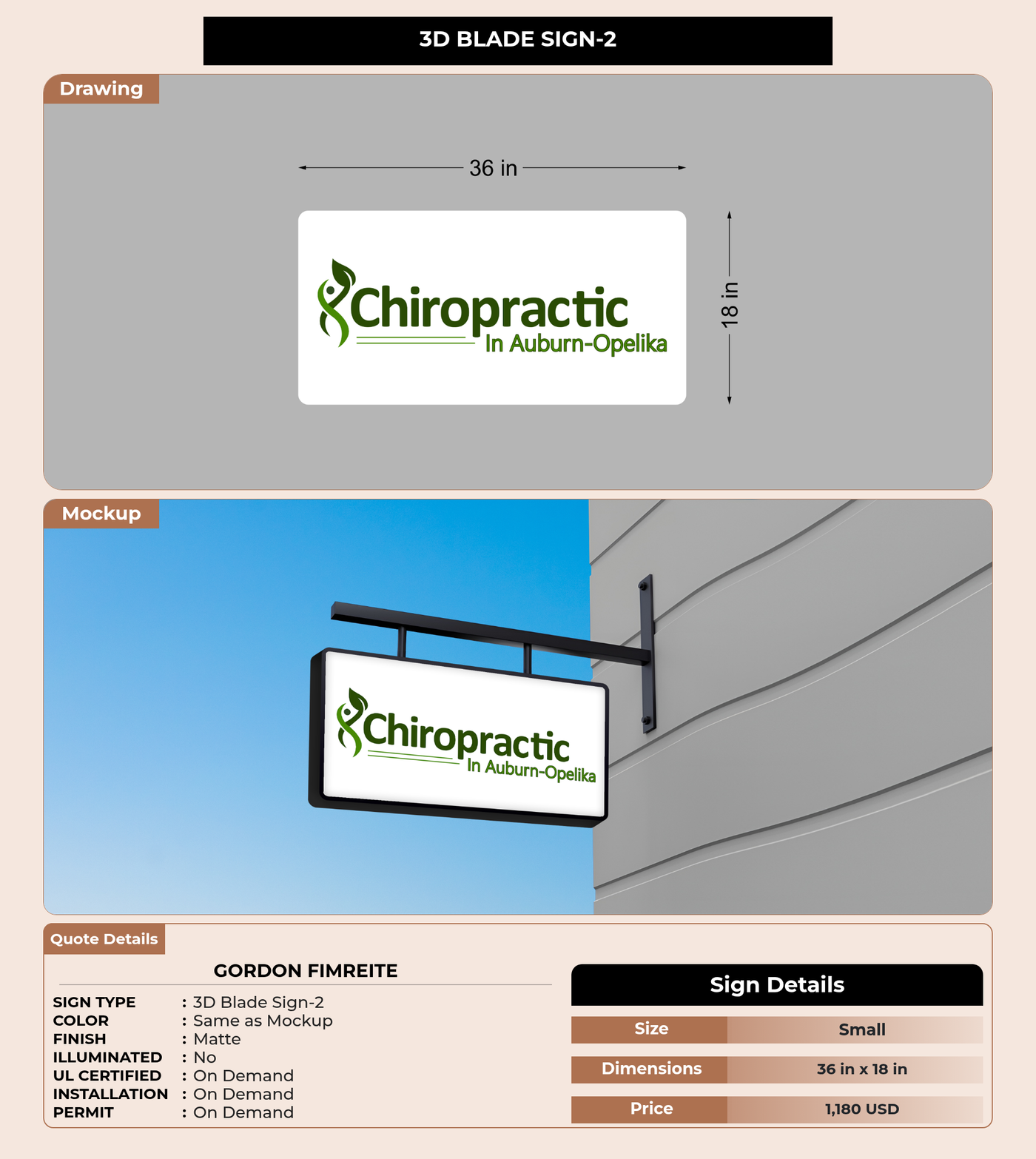 CUSTOM MOCKUP SIGN FOR Gordon Fimreite
