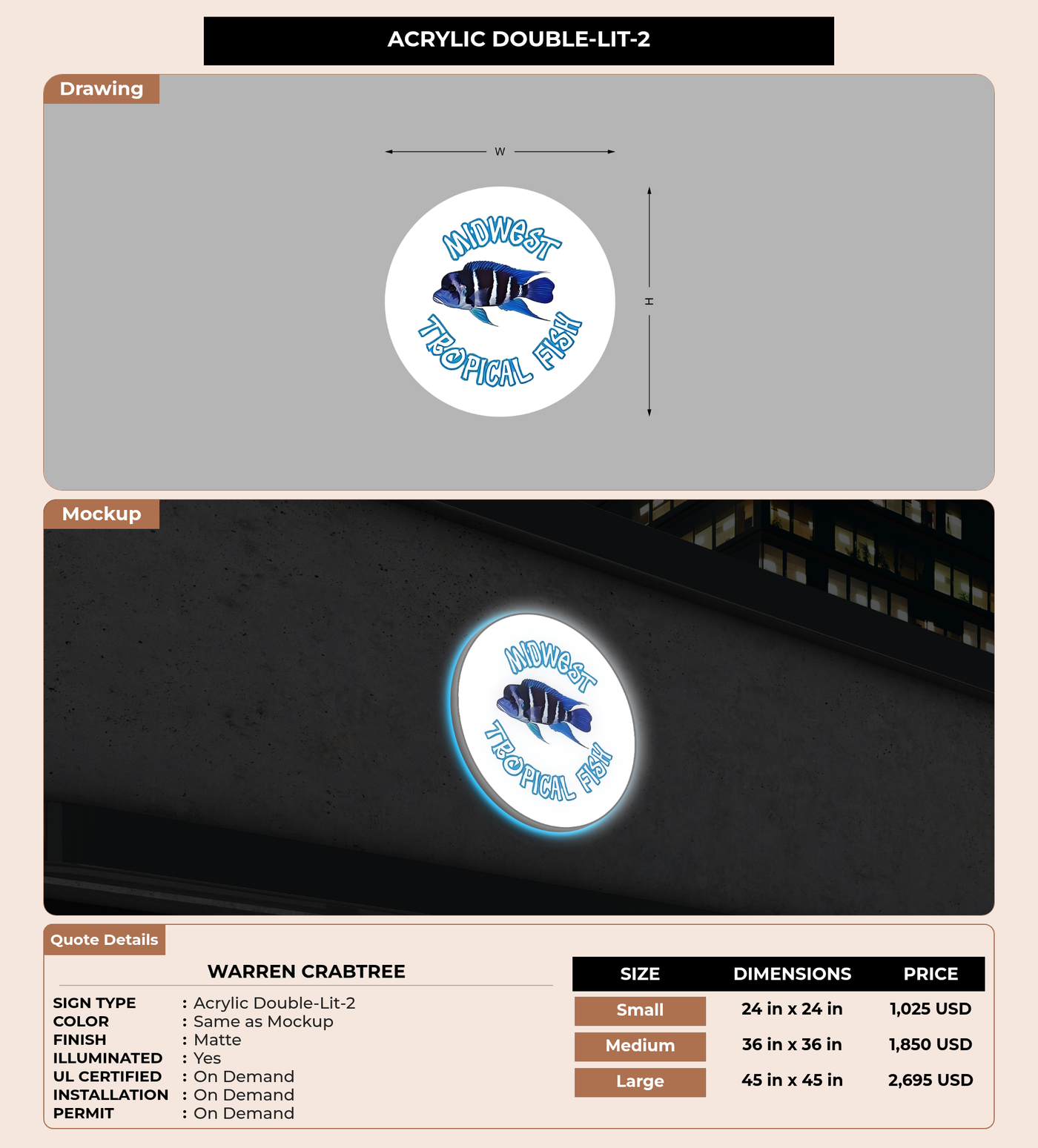 CUSTOM MOCKUP SIGN FOR Warren Crabtree